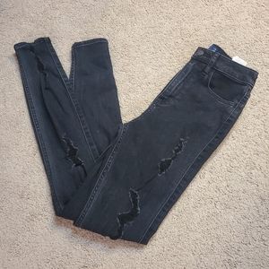 Hollister black distressed jeans size 0R 24/29